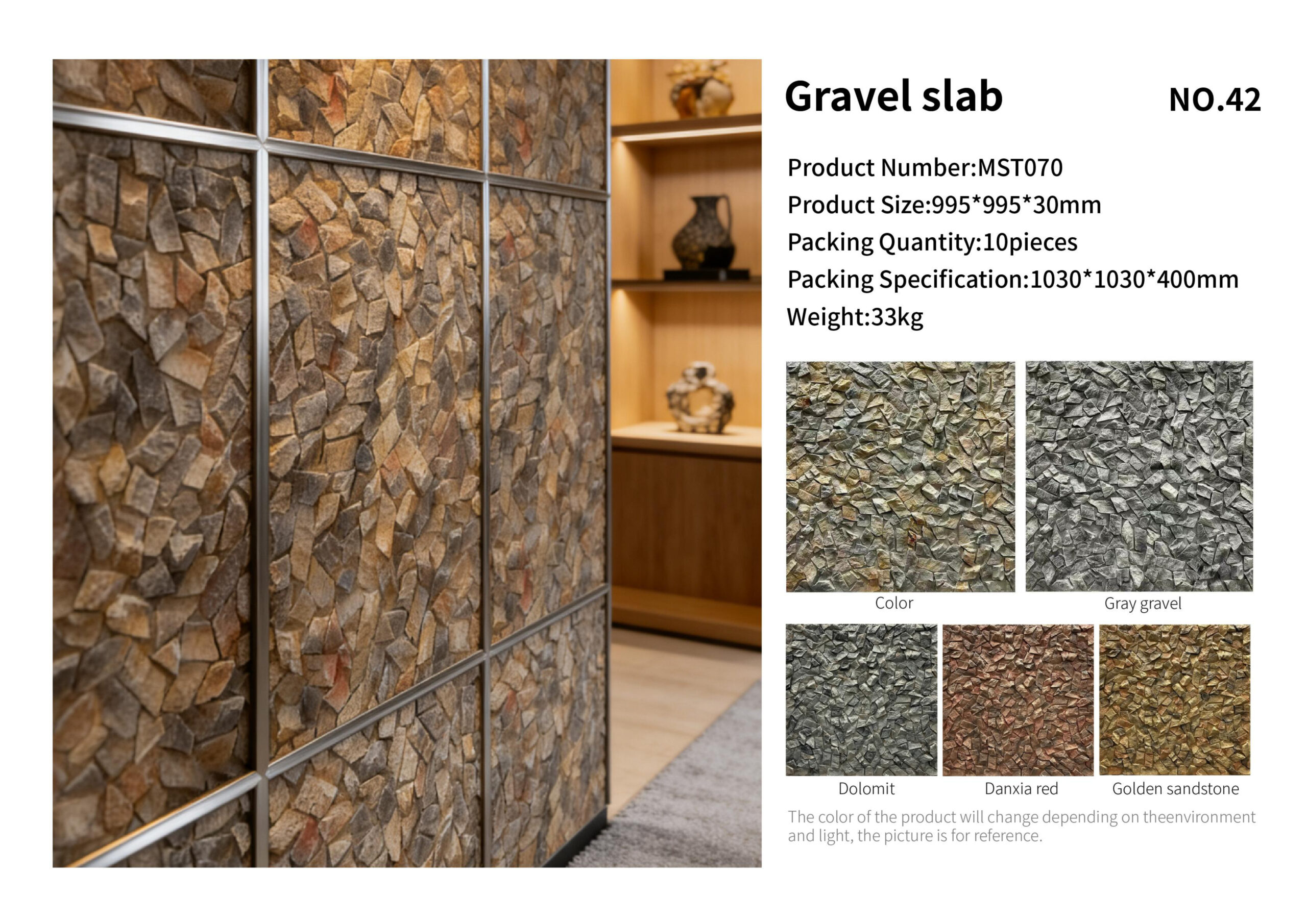 Gravel slab PU wall panel